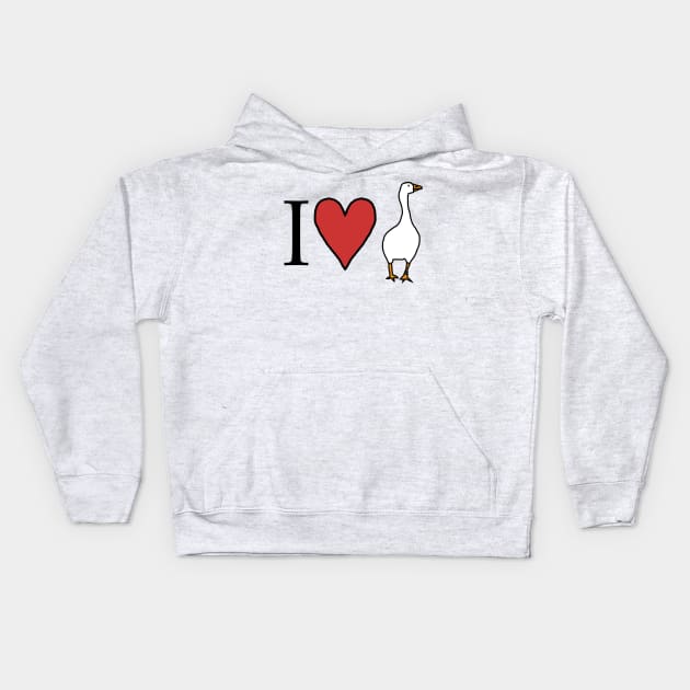 I Love My Goose for Valentines Day Kids Hoodie by ellenhenryart